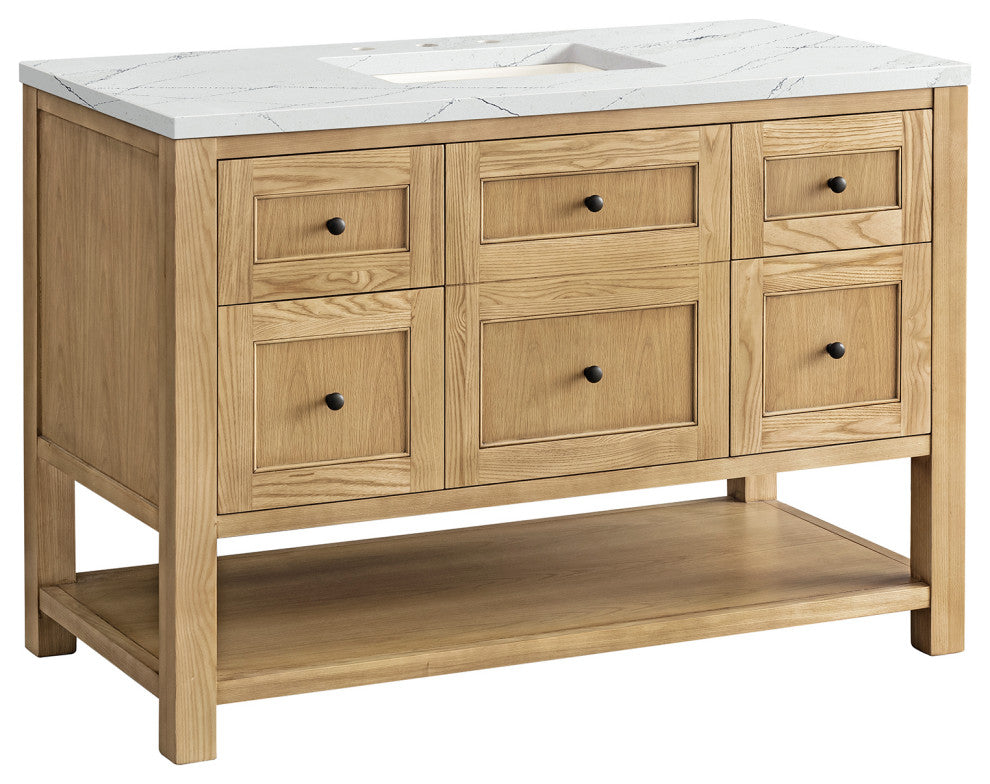 James Martin Breckenridge Bath Vanity, Light Natural Oak, 48", Ethereal Noctis, Three-Hole