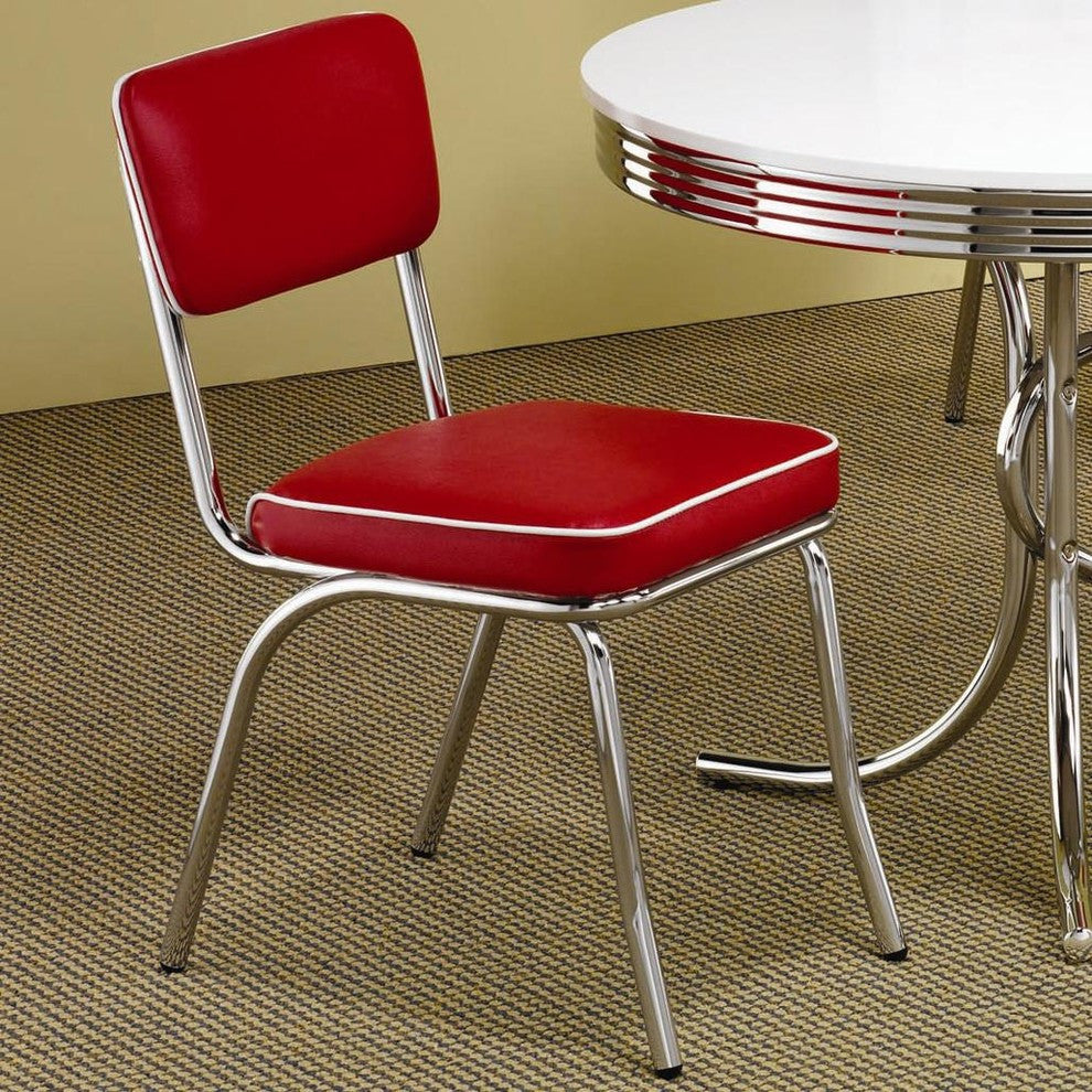 Retro Chrome Coke Dining Chairs, Set of 2, Red