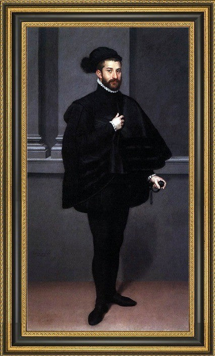 Giovanni Battista Moroni The Black Knight Framed Premium Canvas Print, 14"x28"