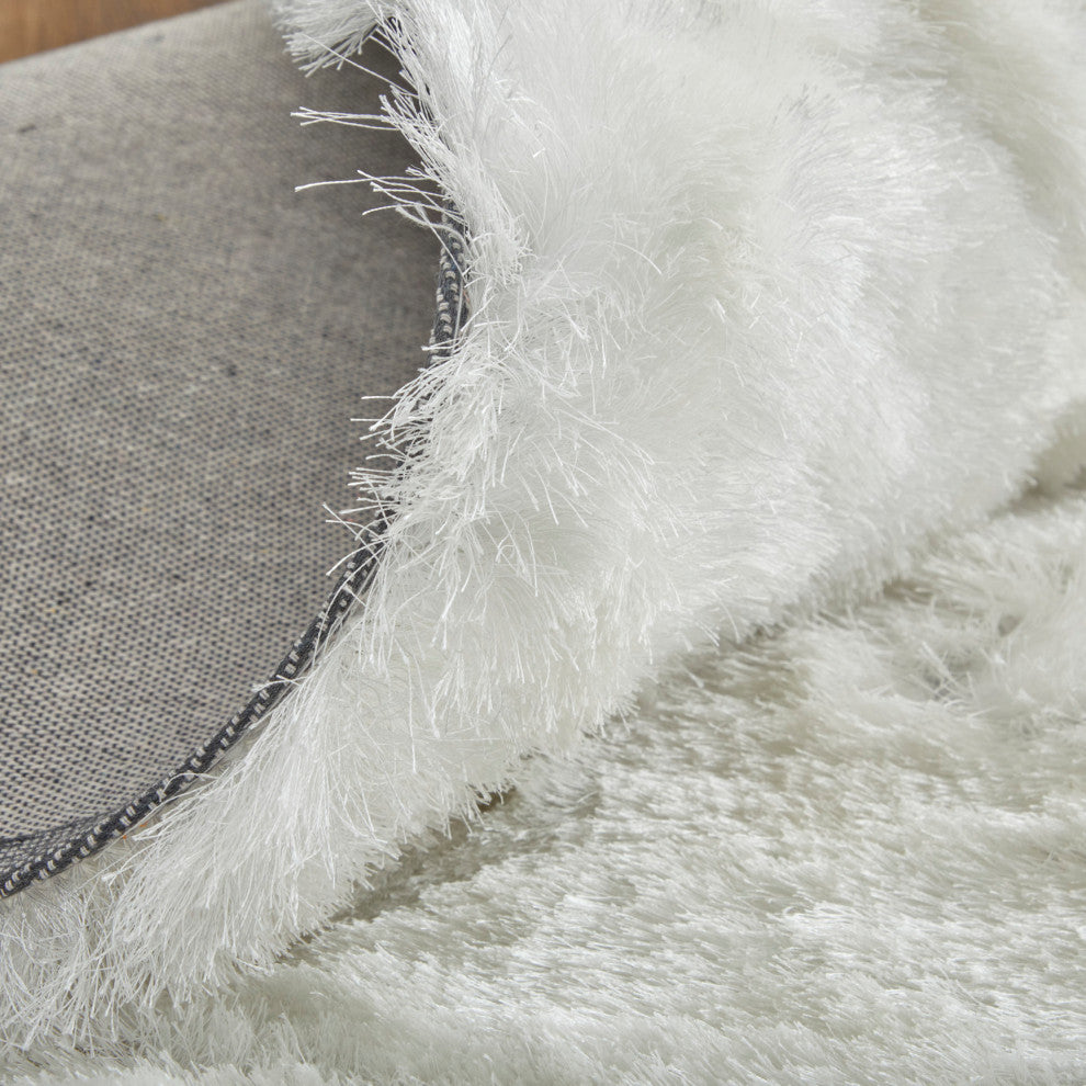 Weave & Wander Melba Plush Shag Rug, White, 2'x3'4"