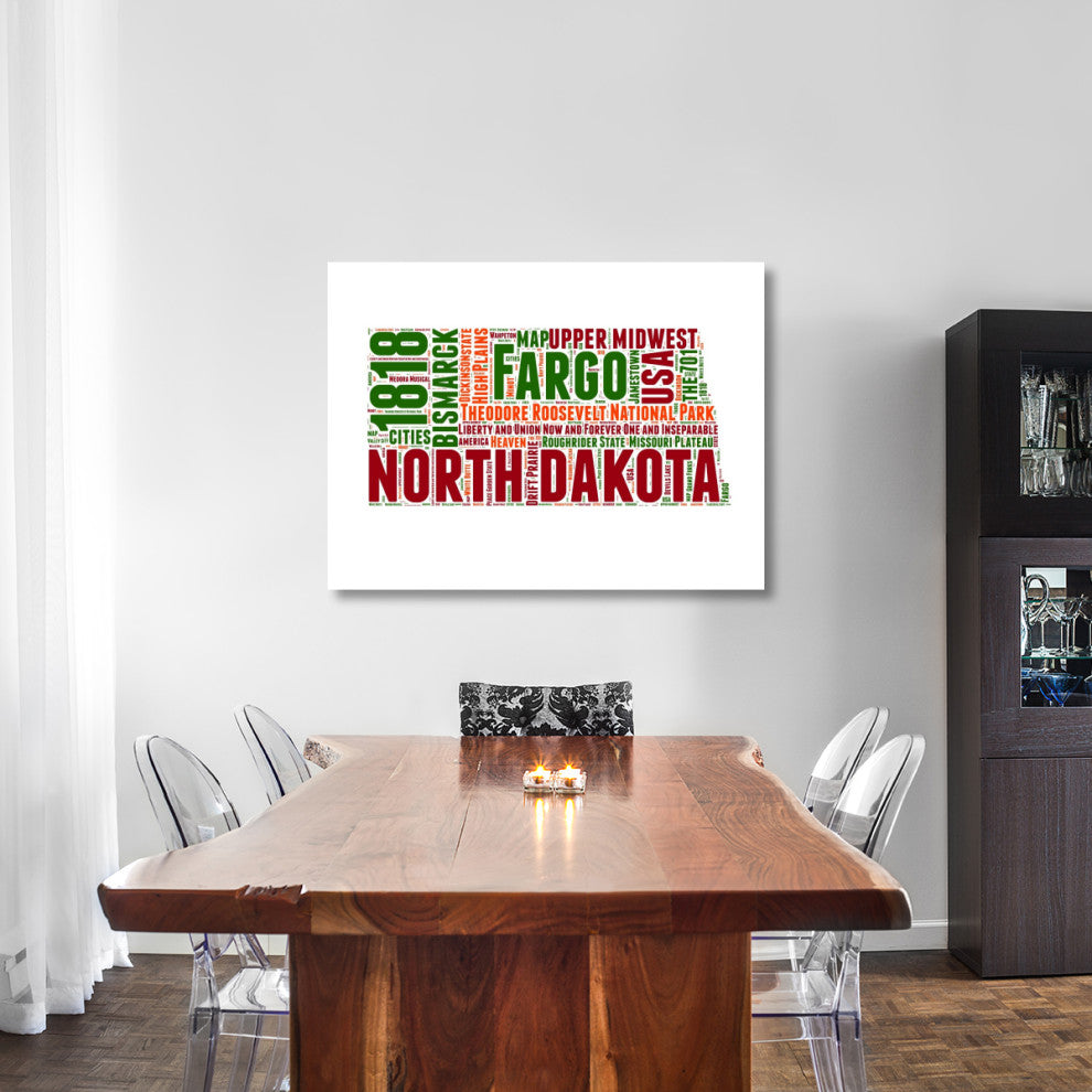 "North Dakota Word Cloud Map" Fine Art Print