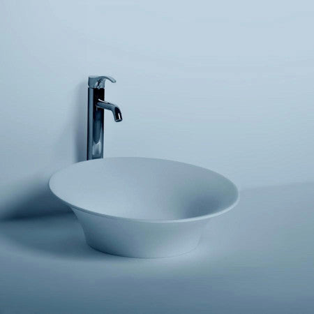 ADM Circular Countertop Sink, White, 18", Matte White