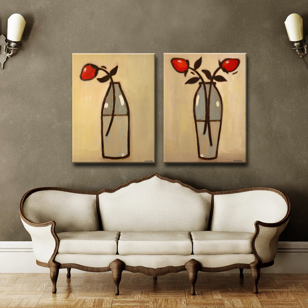 Ready2Hang 2 Piece Canvas Set 'Minimalist Rose I/II' by Norman Wyatt, 16"x24"