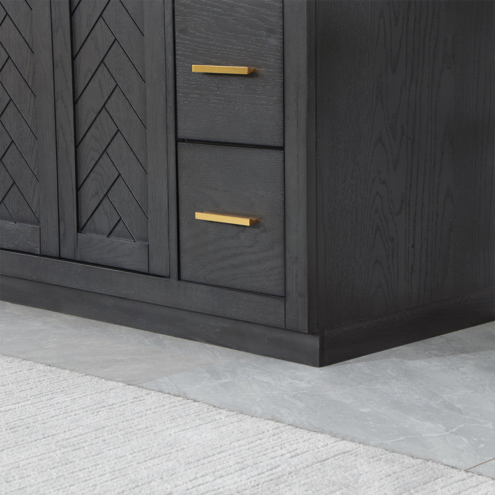 Gazsi Brown Oak Bathroom Vanity Set, 48", Without Mirror