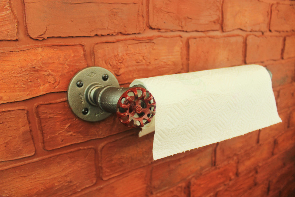Industrial Pipe Paper Towel Holder, Without Hose Knob, Black Pipe