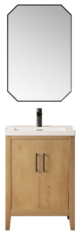 Solara 24" Bathroom Vanity, Weathered Fir, 24", With Mirror