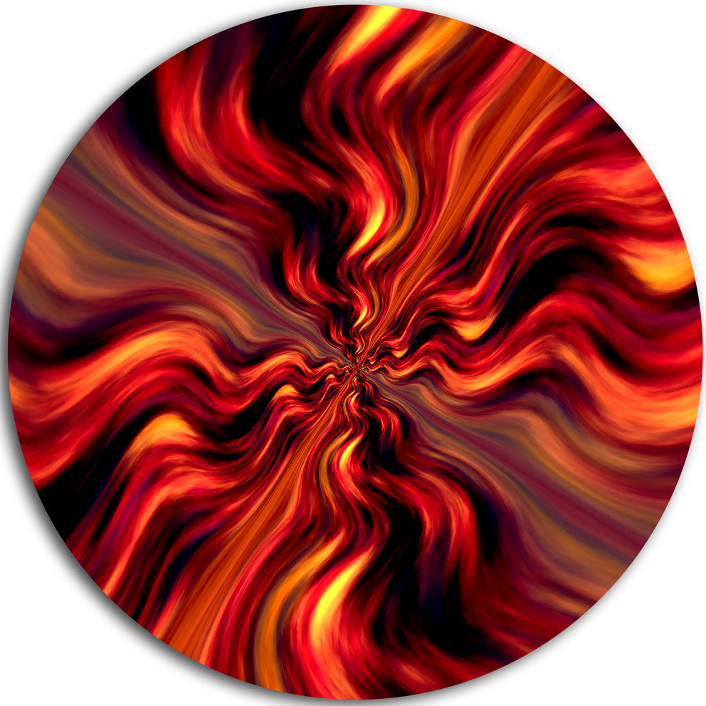 Red Infinity Illustration, Abstract Digital Art Disc Metal Artwork, 36"