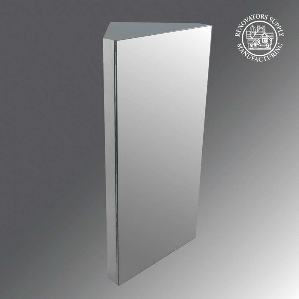 Bathroom Wall Mount Corner Medicine Cabinet Brushed Stainless Steel with Mirror