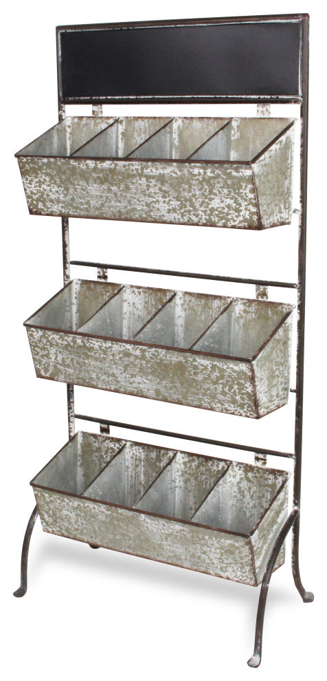 Galvanized 3 Tier Storage With 12 Compartments And Chalkboard