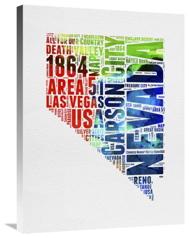 "Nevada Watercolor Word Cloud" Fine Art Print