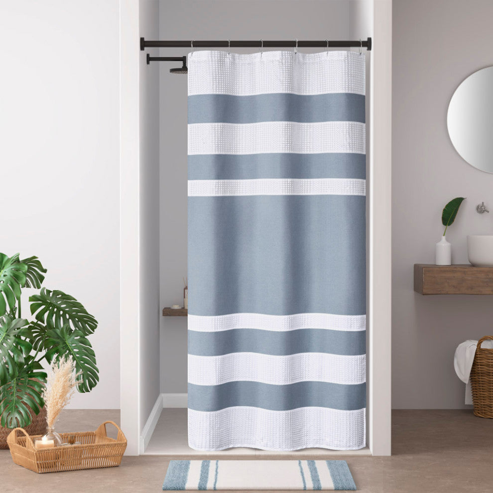Madison Park Spa Waffle Shower Curtain With 3M Treatment