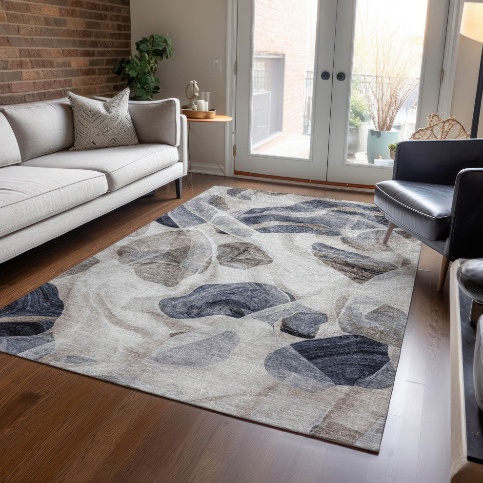Machine Washable Indoor/Outdoor Chantille ACN1863 Putty 3' x 5' Rug
