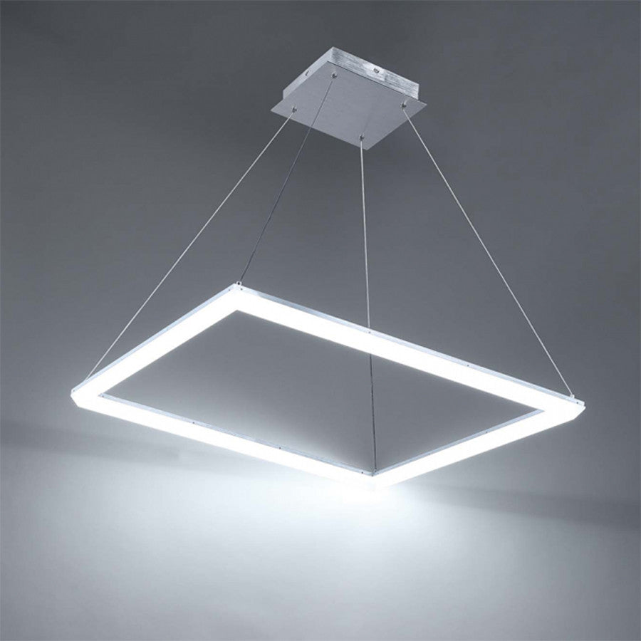 Frame Square 28" LED Pendant 3000K, Brushed Aluminum, Brushed Aluminum, 28"