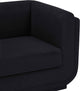 Kimora Linen Textured Fabric Upholstered Loveseat, Black