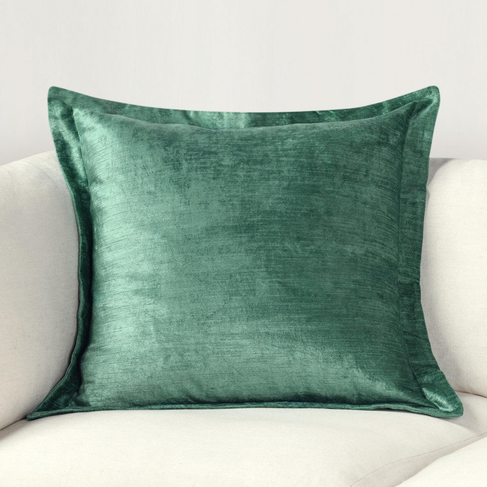 Bryce Velvet 22" Square Throw Pillow, Green