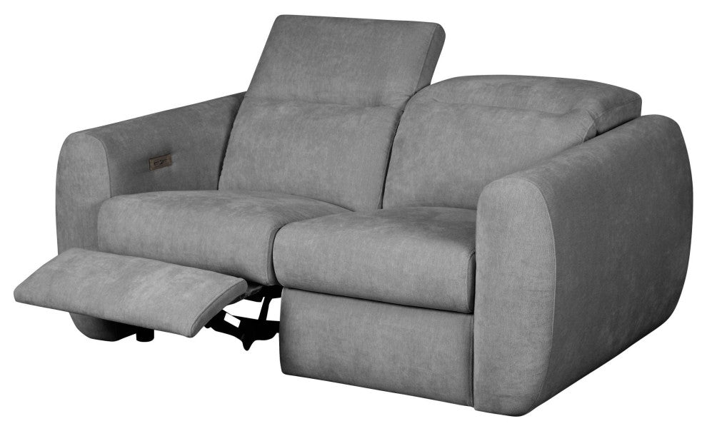 Divani Casa Brevig Modern Grey Fabric Sofa With 2 Recliners