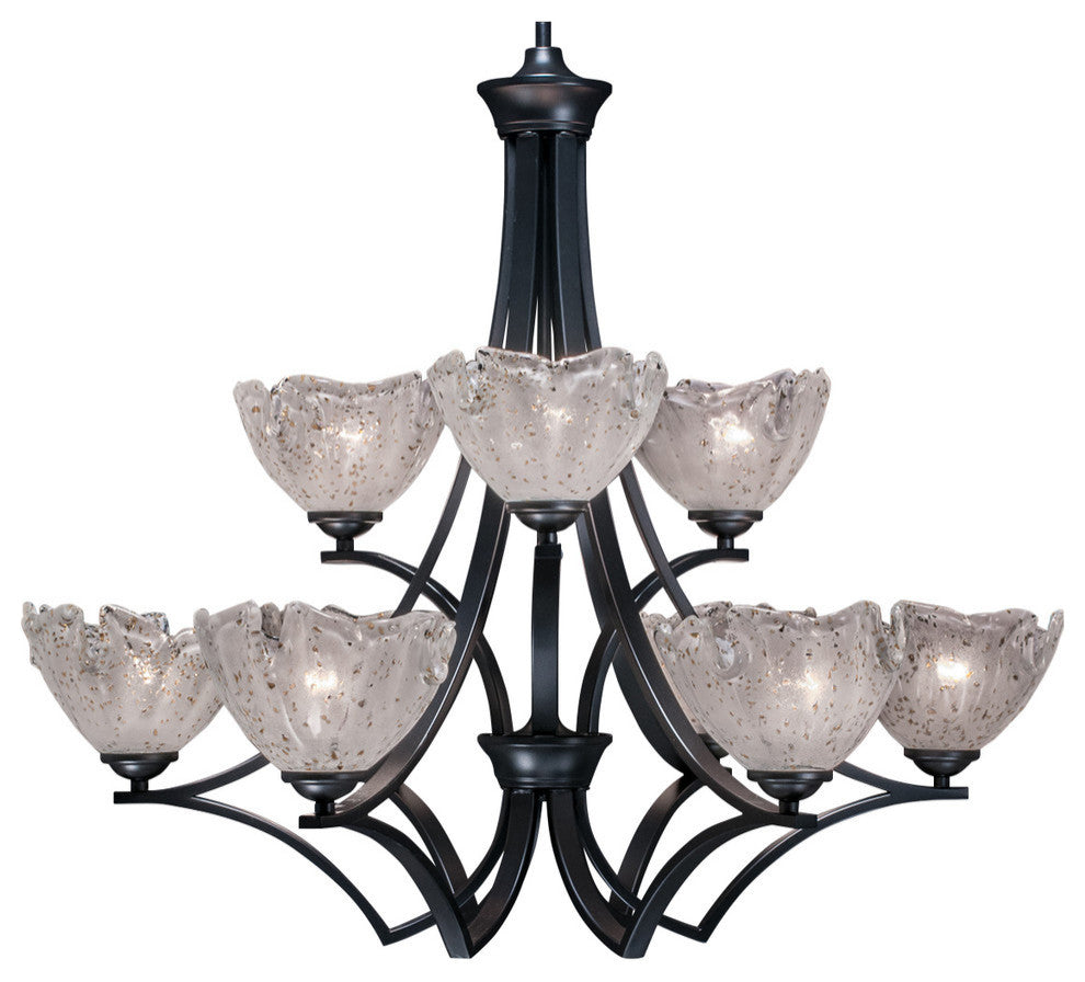 Zilo 9 Light Chandelier, 7" Gold Ice Glass