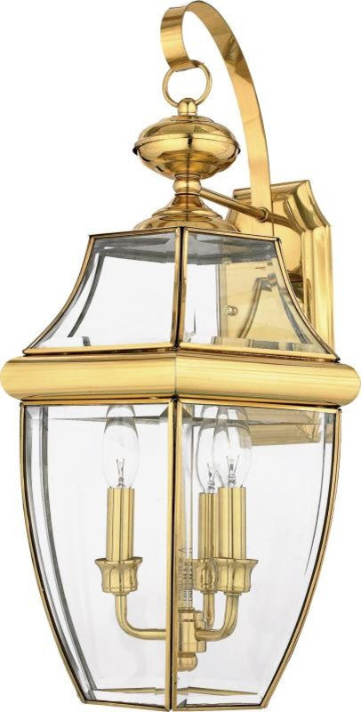 Newbury 3-Light Outdoor Lantern, Polished Brass