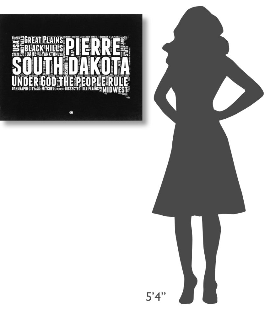 "South Dakota Black and White Map" Fine Art Print