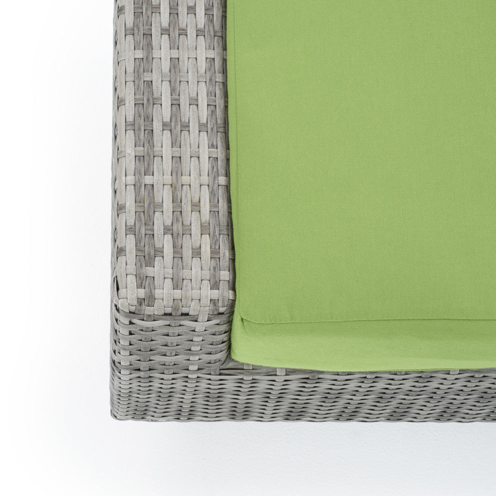 Cannes 6 Piece Sunbrella Outdoor Love and Club Seating Set, Ginkgo Green