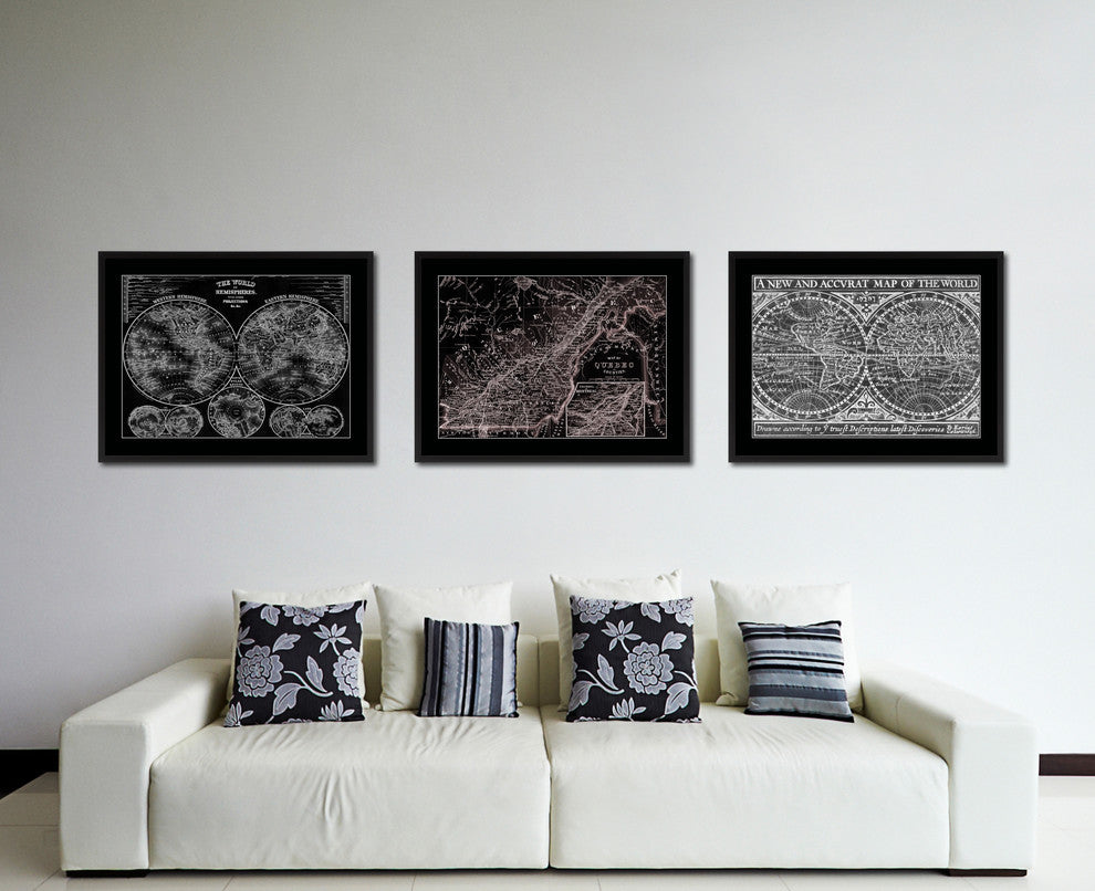 Quebec Montreal Vintage Vivid Sepia Map Canvas, 16"x21"