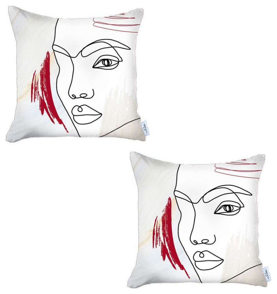 Set of 2 Ivory Printed Boho Chic Pillow Covers