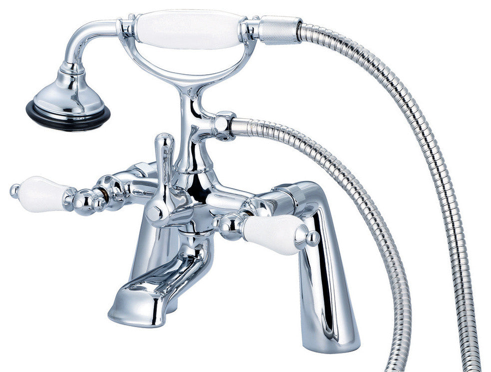 Vintage Classic Deck Mount Tub Faucet With Handshower, Hand Polished, Richly Tri