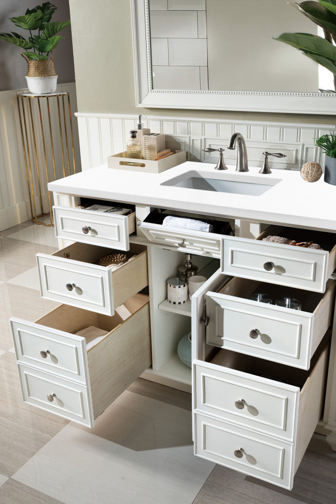 Bristol 48" Single Vanity Bright White, White Zeus Quartz