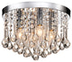 Bella 4-Light Chrome Finish Flush Mount With Clear Crystal Drops