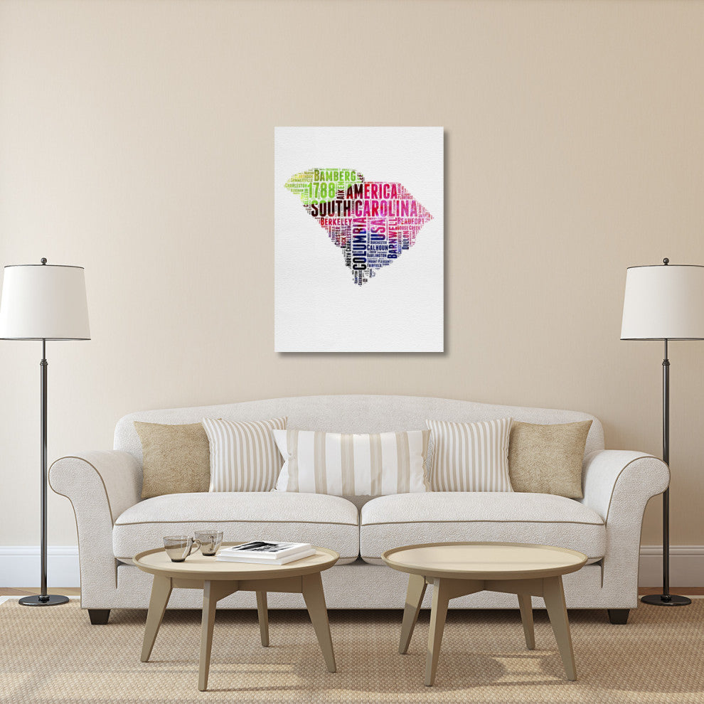 "South Carolina Watercolor Word Cloud" Fine Art Print