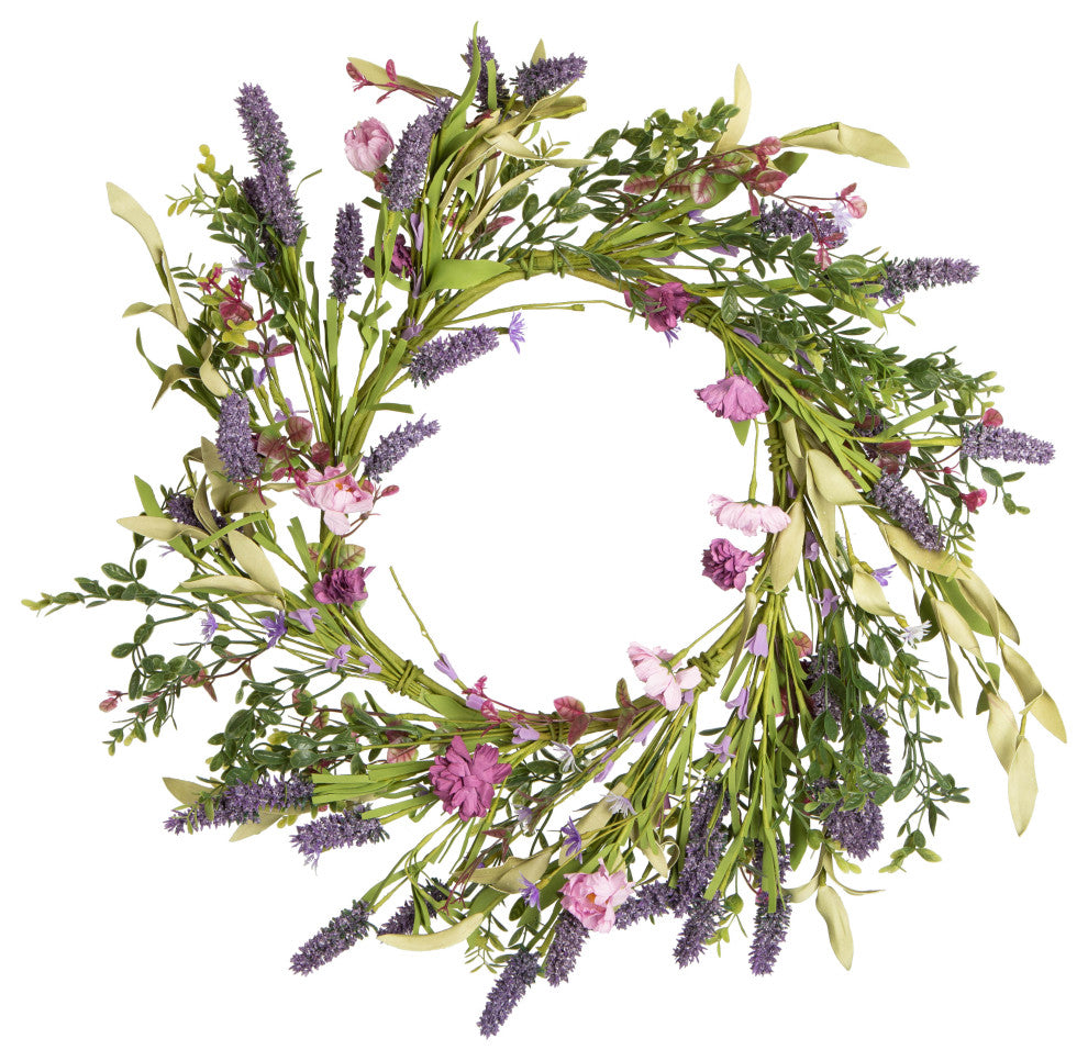 Vickerman 24" Artificial Purple Lilac Wild Flower Wreath