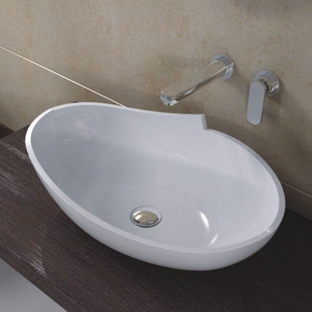 ADM Oval Countertop Vessel Sink, White, 24", Matte White