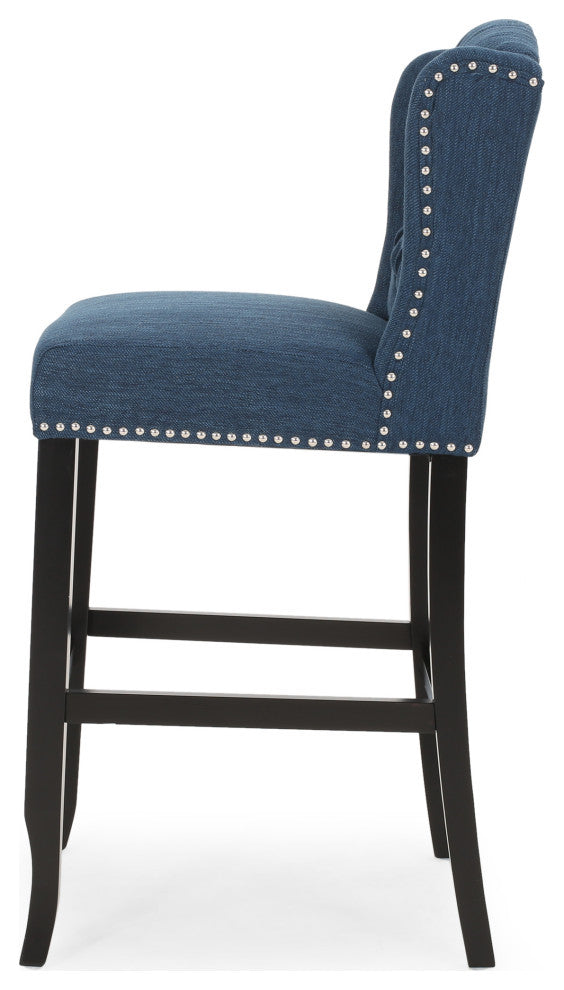 Plymouth Wingback Barstool, Navy Blue