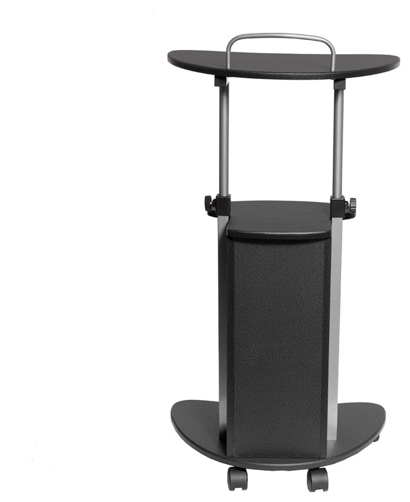 Rolling Adjustable Height Laptop Cart With Storage, Graphite