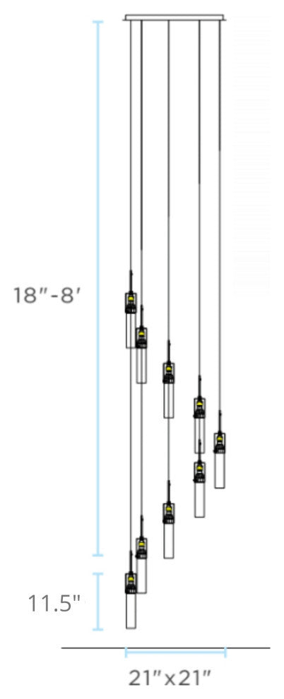 Rectangular Crystal Chandelier // 9 Light
