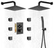 12" Dual Heads Shower System with 4 Way Thermostatic Faucet, Matte Black