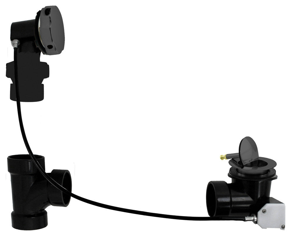 40 ABS 35" Cable Drive Bath Waste - Ball Joint Head In Powder Coated Black