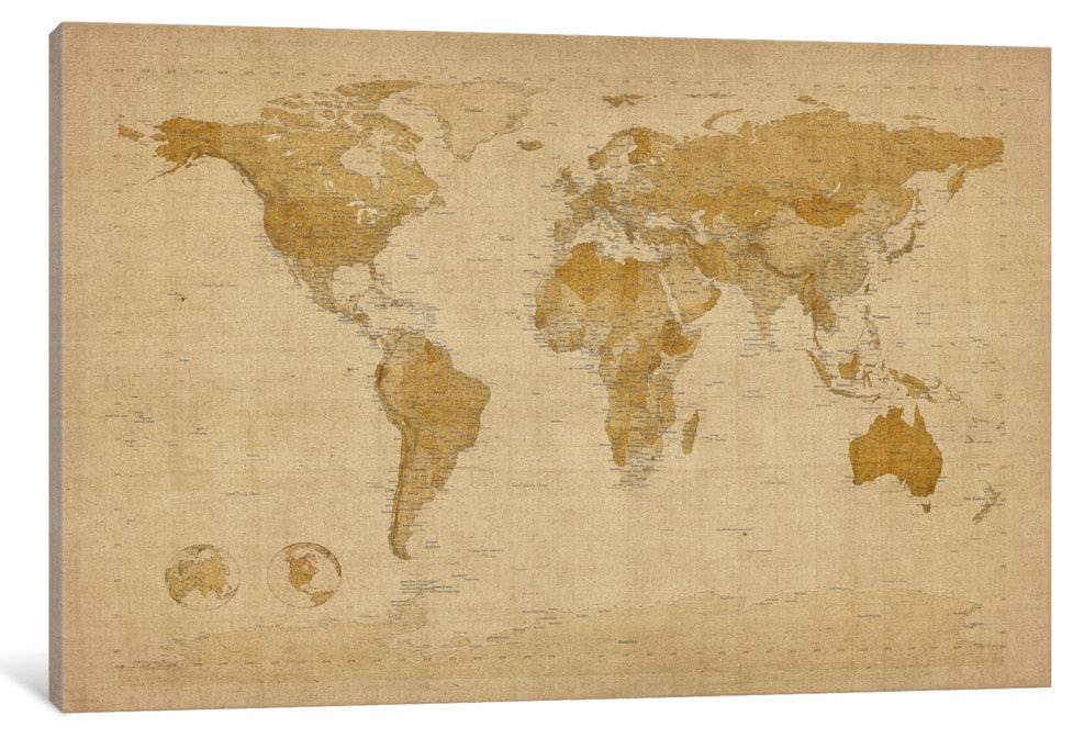 "Antique World Map II" Wrapped Canvas Art Print, 40x26x1.5