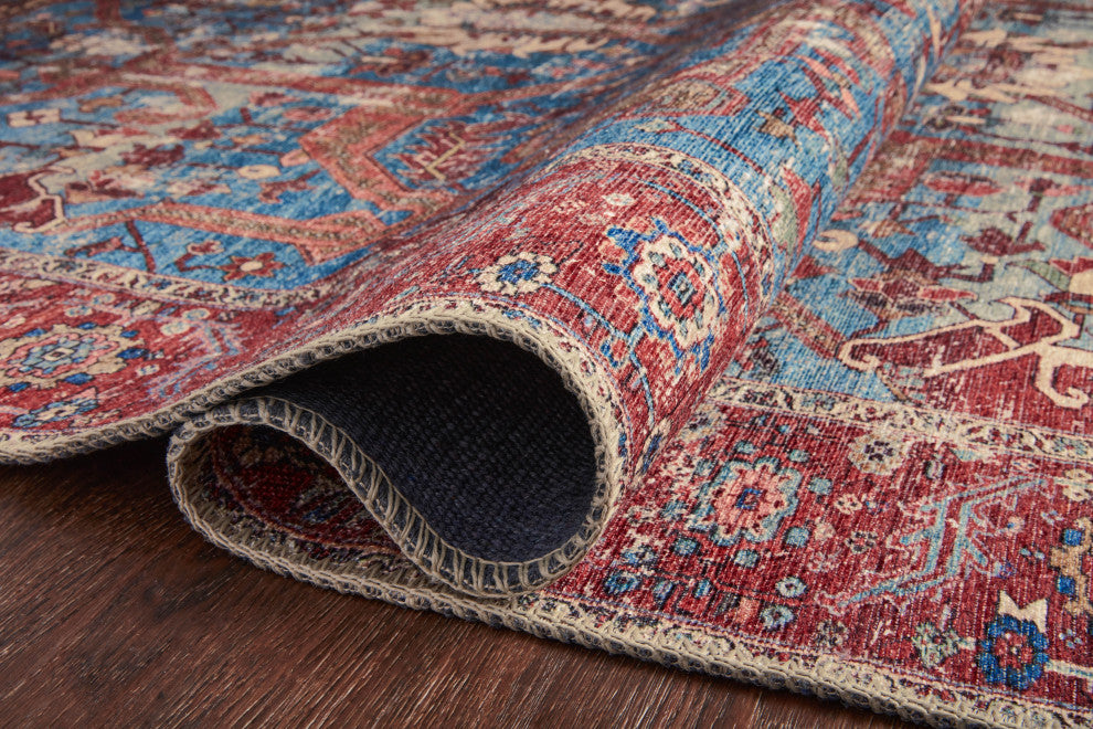 Blue Red Loren LQ-10 Printed Area Rug by Loloi, 7'6"x9'6"