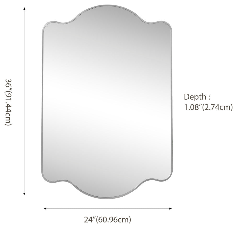 Louisa Medium Scalloped Rectangular Metal Framed Wall Mirror
