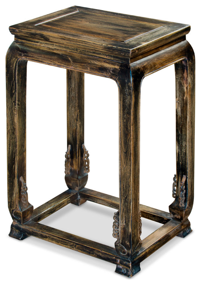 Distressed Elmwood Ming Imperial Palace Chinese End Table