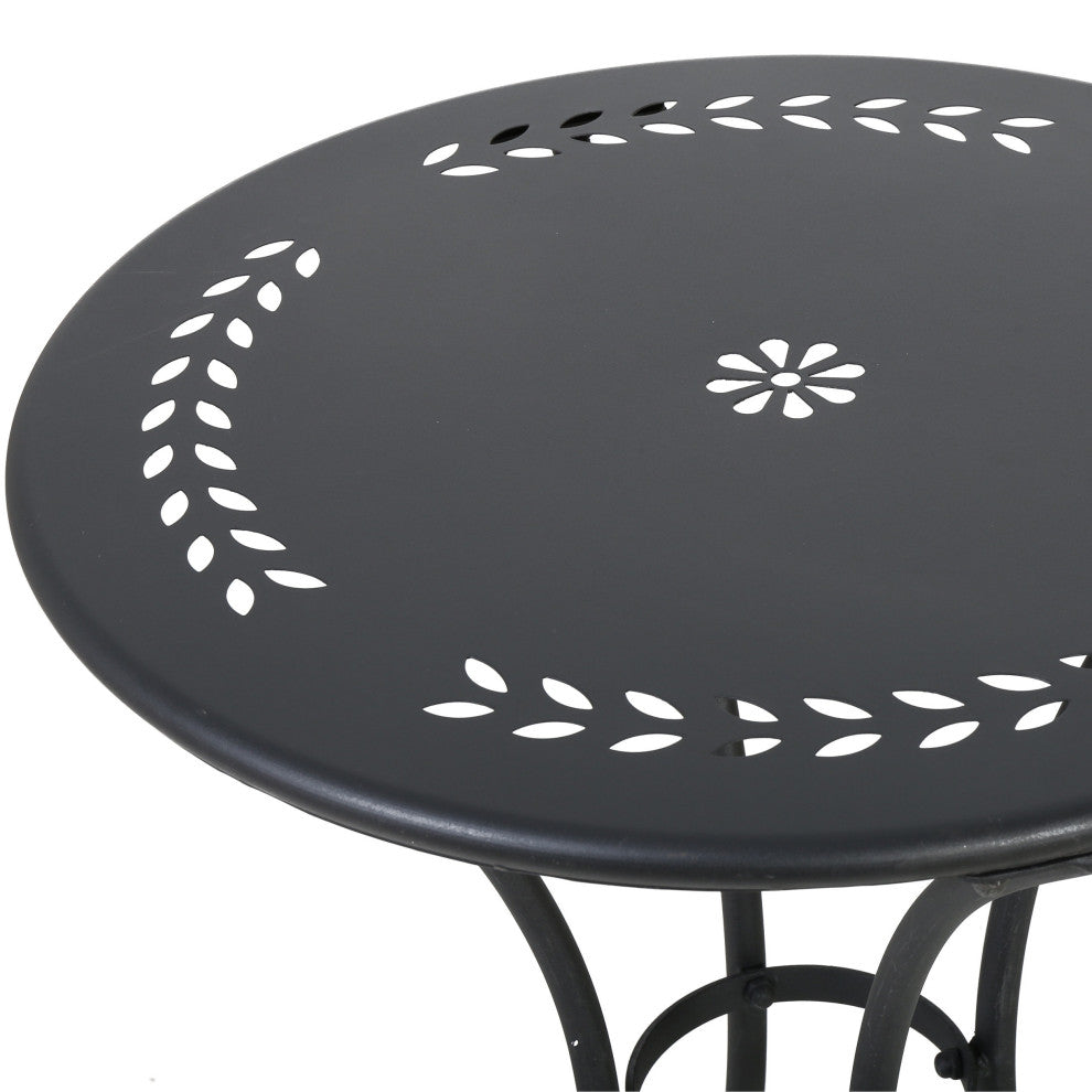 GDF Studio Tottenham Outdoor 3-Piece Black Iron Bistro Set