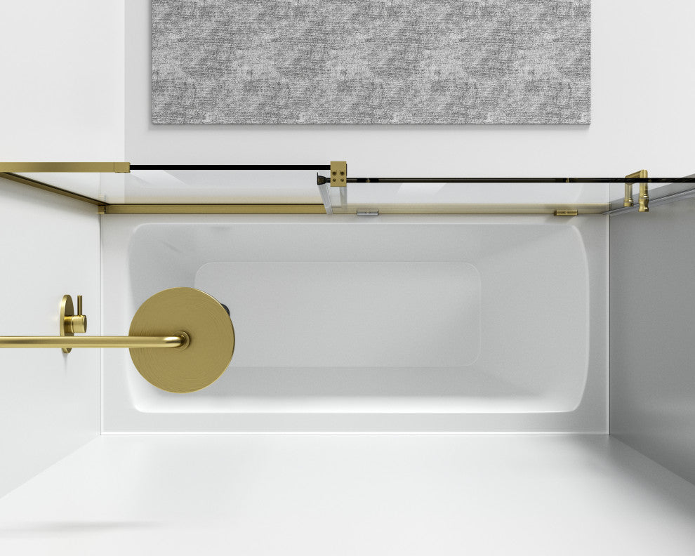 Home Living 60X60 Frameless Sliding Tub Door, Brushed Gold