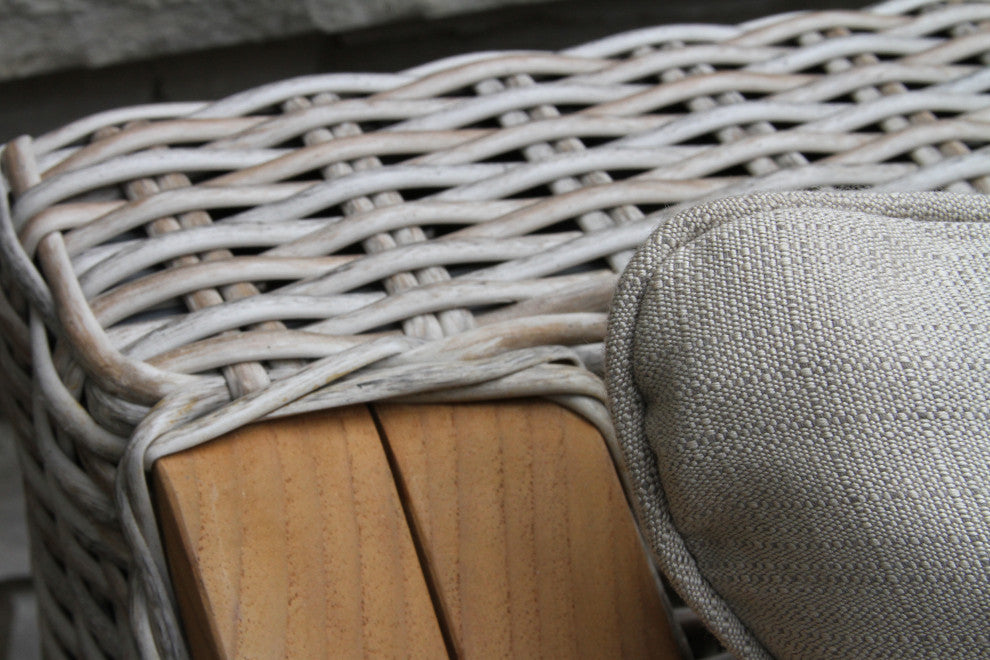 Ash Wicker And Teak Sofa With Sunbrella Fabrics