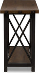 Herzen Antique Black Textured Finished Metal Distressed Wood Console Table