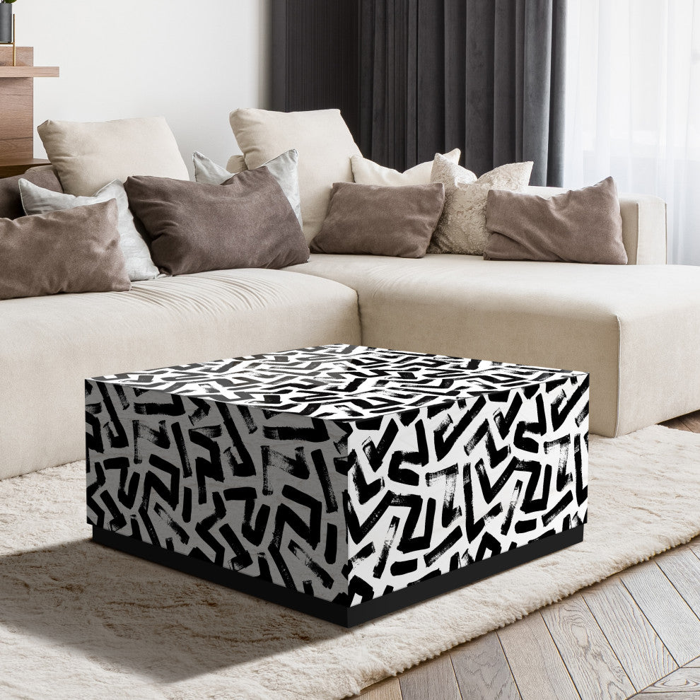 Intertwined Ibeveled Art Glass Cocktail Table With Plinth Base