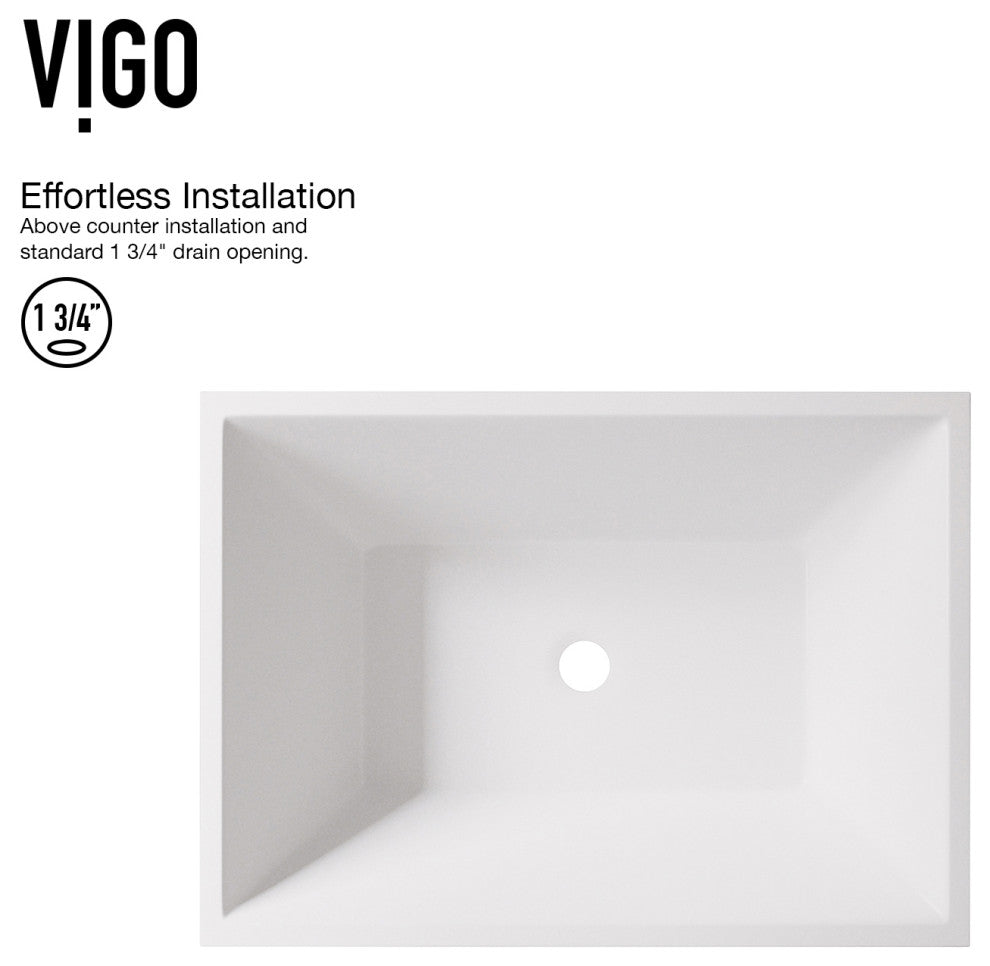 Vinca 18"L x 14"W MatteStone Vessel Sink and Titus Wall Mount Faucet Set