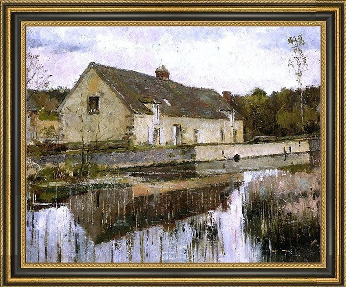 Theodore Robinson on the Canal Framed Premium Canvas Print, 20"x25"