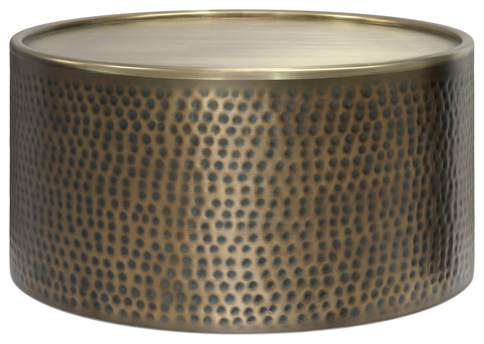 Corbin Metal Coffee Table, Hammered Antique Gold