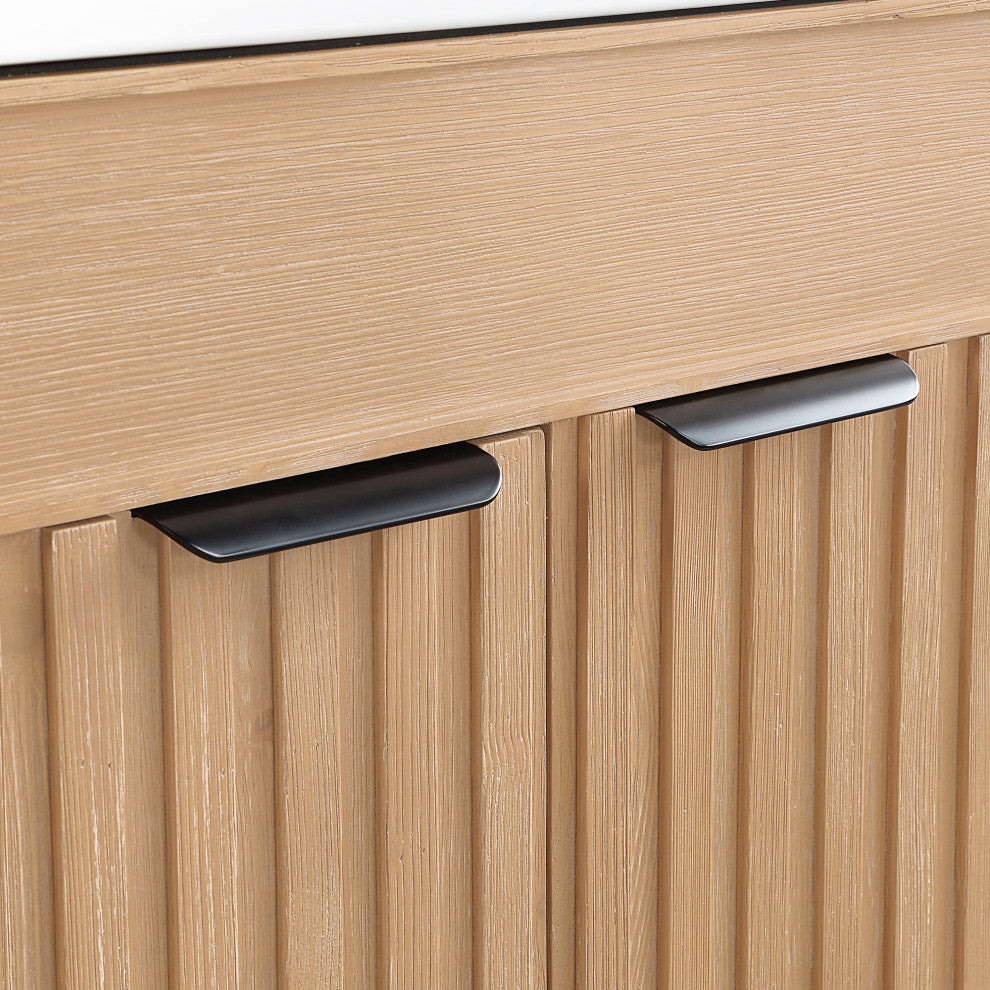 Palos Bathroom Vanity, Fir Wood Brown, 18", Ceramic Top, No Mirror